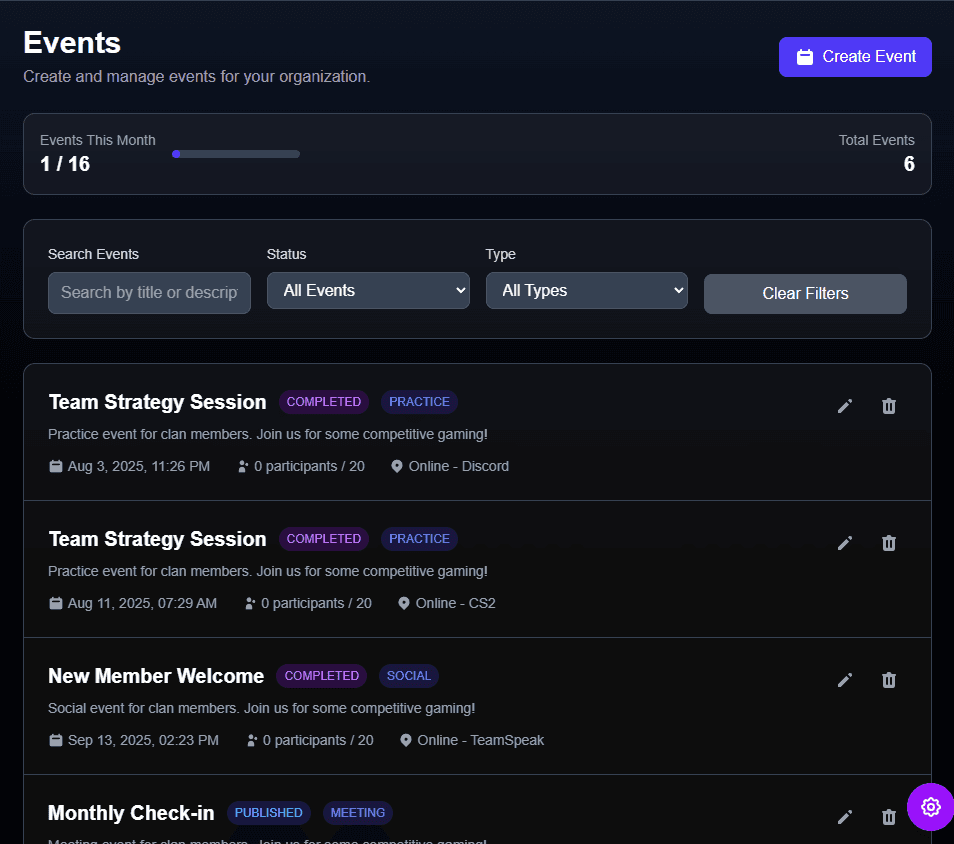 Smart Event Scheduling Screenshot