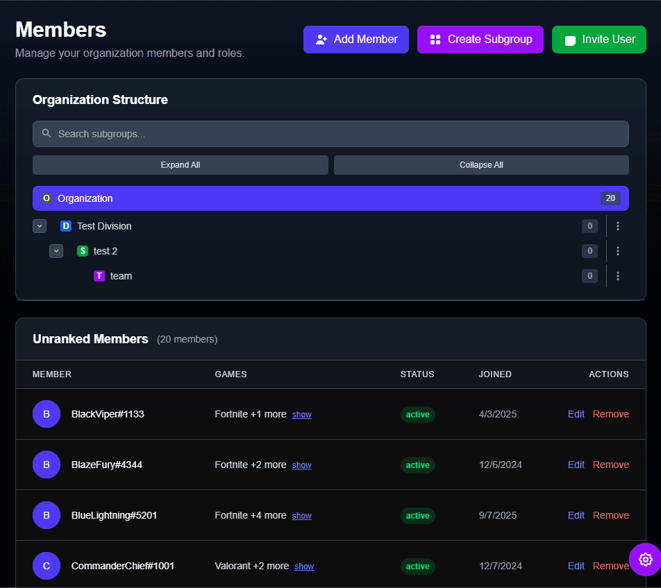 Advanced Member Management Screenshot